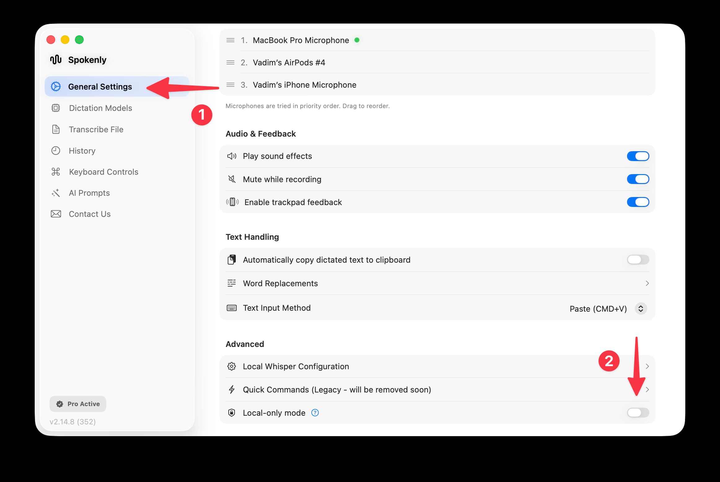 Local Only Mode interface